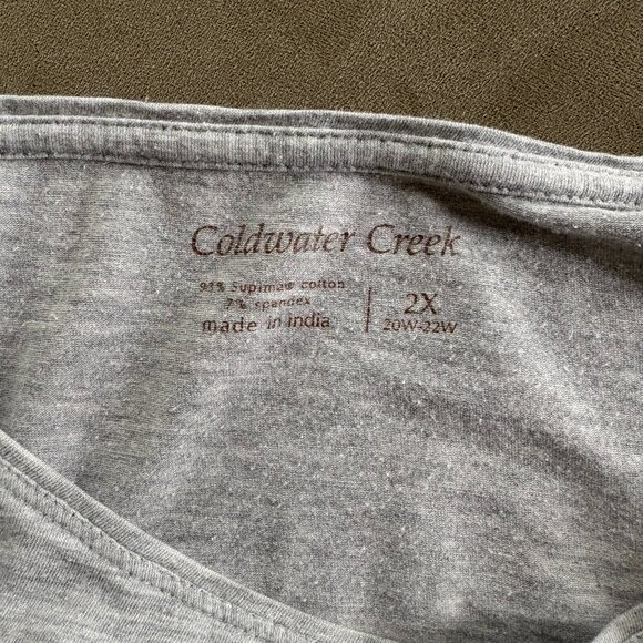 Cold Water Creek Womens Long Sleeve Crew Neck Top Size XXL Grey Cotton Athesiure - Picture 5 of 6